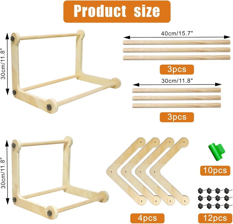 wdbg 2 Pack Adjustable Wooden Embroidery Stands for Cross Stitch, Tabletop Hoop Holder with 2 Sizes Rods Tapestry Needlepoint Lap Natural Wood Frame for Sewing & Quilting - Image 2